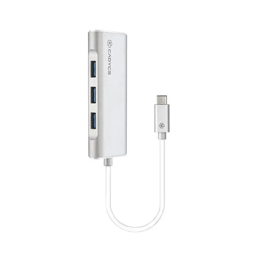 Cadyce USB-C™ to 3 Port USB 3.0 Hub with Gigabit Ethernet Adapter CA-C3HE - Cadyce - Digital IT Cafè