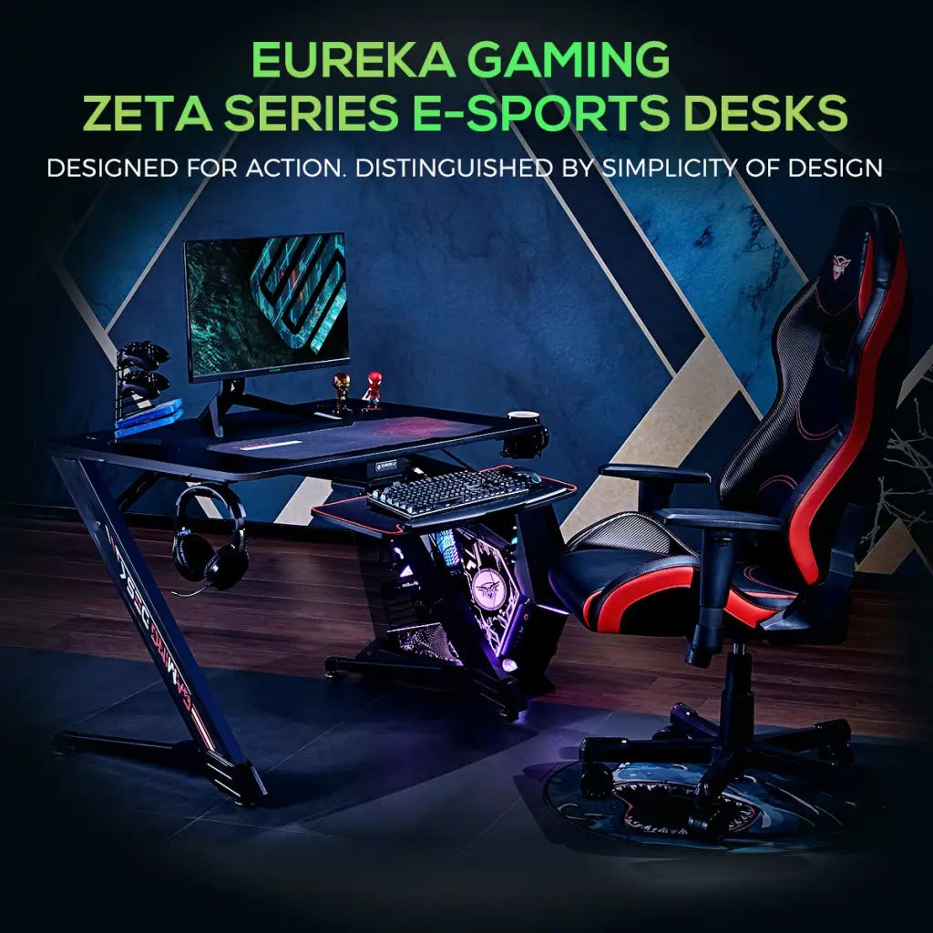 EUREKA ERGONOMIC 43'' Metal Gaming Desk Z Shape Gaming Computer Desk with Free Mouse Pad, - Eureka - Digital IT Cafè