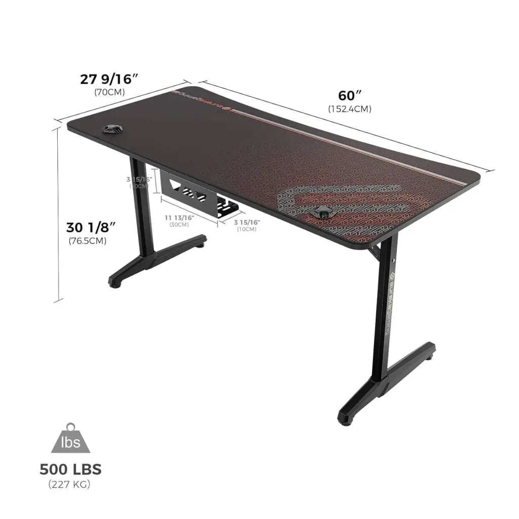 EUREKA ERGONOMIC Alloy Steel Metal Finish Gaming Desk 60" Home Office Computer Desk, New Polygon Legs Design, Captain Series (60 Inch, Black) - Eureka - Digital IT Cafè