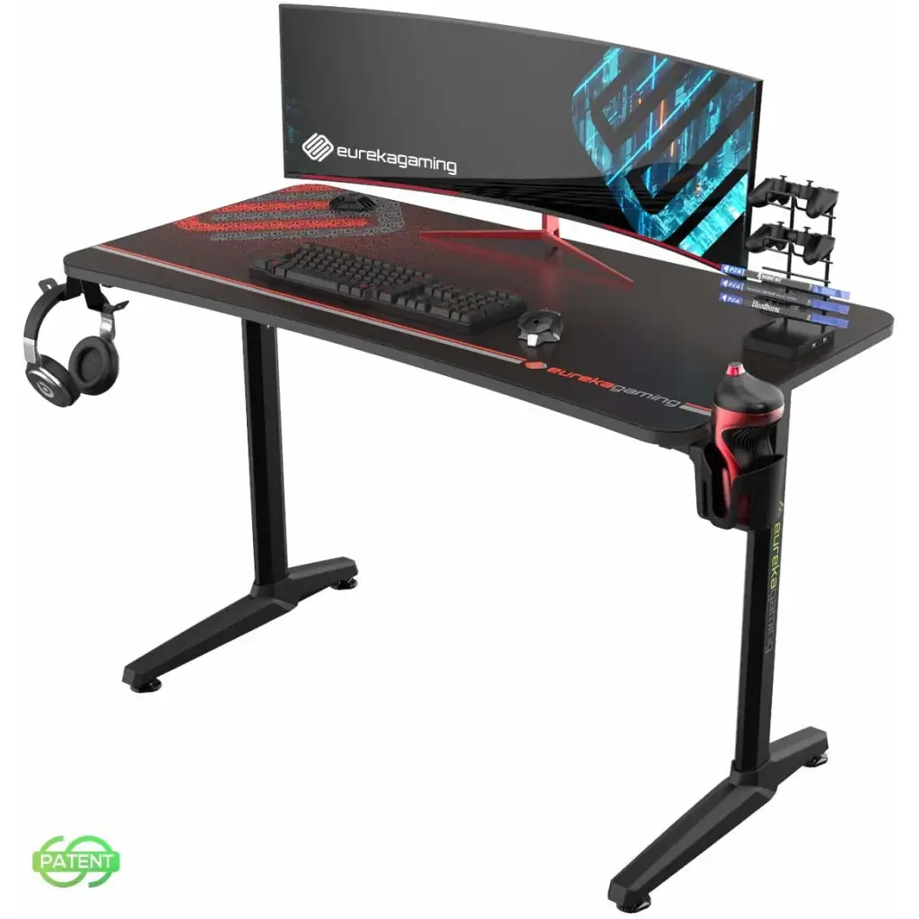 EUREKA ERGONOMIC Gaming Desk P47 I Shaped Gaming Computer Desk PC Gaming Table for Home and Office 120 * 60cm Black (Metal) - Eureka - Digital IT Cafè