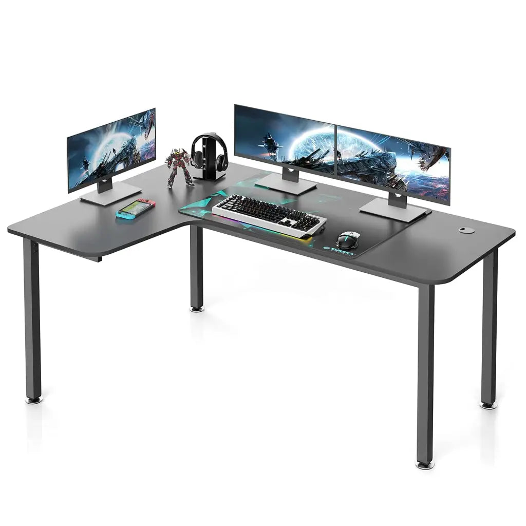 EUREKA ERGONOMIC Metal Finish L Shape Computer Simple PC Gaming Table Desk with Cable Management System Large Mouse Pad for Home Office Wooden - Eureka - Digital IT Cafè