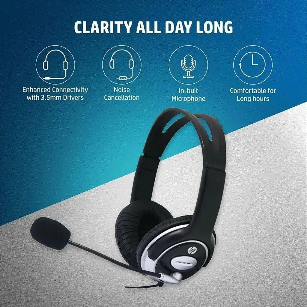 HP Wired On Ear Headphones With Mic noise cancelling B4B09 - HP - Digital IT Cafè