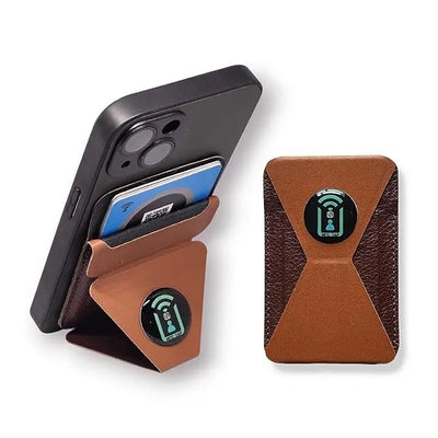 Swap-n-snap Magnetic Brown Color Leather Snap Wallet NFC -