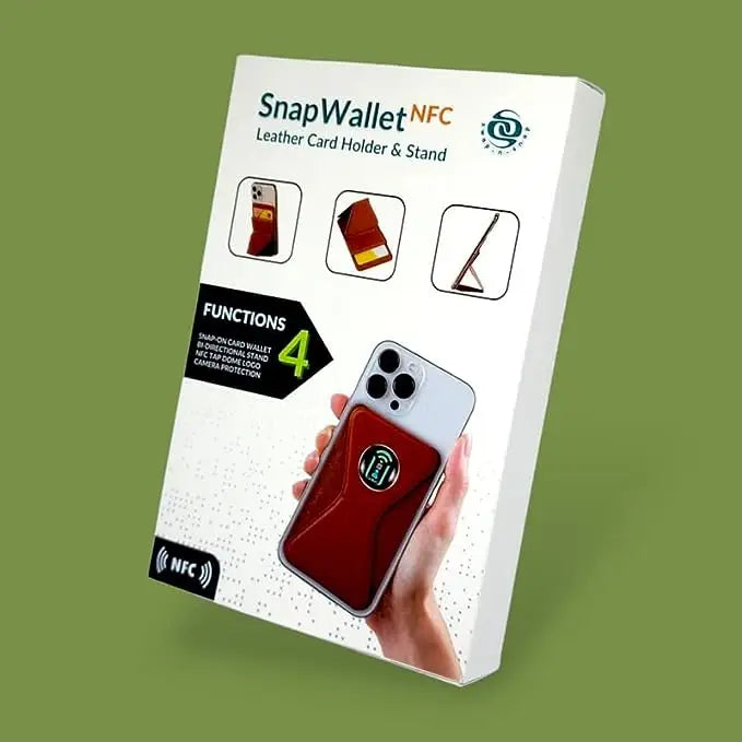 Swap-n-snap Magnetic Brown Color Leather Snap Wallet NFC -