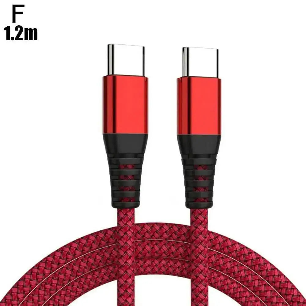TRUTH Type C To Type C 5A (60W) Double Nylon Braided Sync & Fast Charging Cable 1.2 Meter 