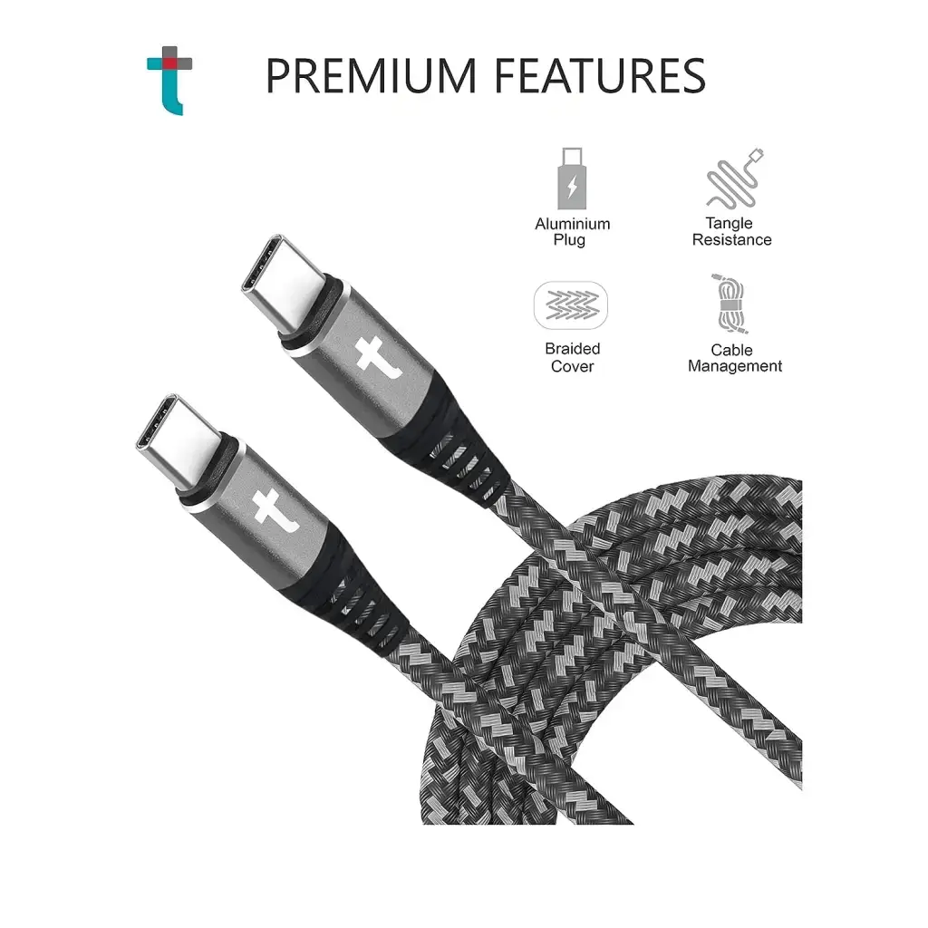 TRUTH Type C To Type C 5A (60W) Double Nylon Braided Sync & Fast Charging Cable 1.2 Meter TRUTH Type C To Type C 5A (60W) Double Nylon Braided Sync & Fast Charging Cable 1.2 Meter TRUTH Type C To Type C 5A (60W) Double Nylon Braided Sync & Fast Charging Cable 1.2 Meter 